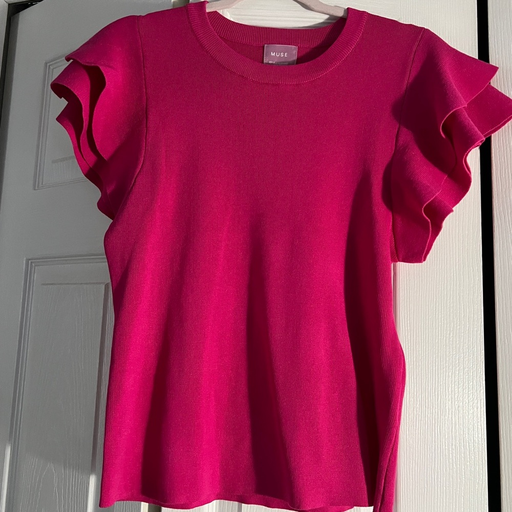 Muse Fuchsia Ruffle Sleeve Blouse